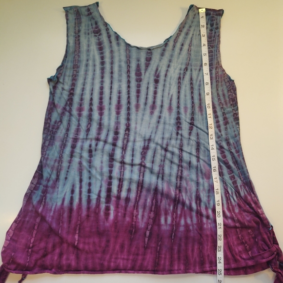 HANDMADE Blue Magenta Tie Dye Cotton Tank Size XLarge - Picture 6 of 6